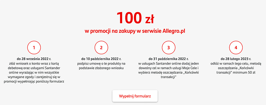 100 zł do Allegro - Santander promocja