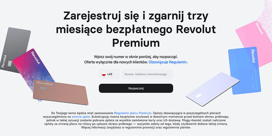 Promocja w Revolut - plan Premium przez 3 miesiące za darmo